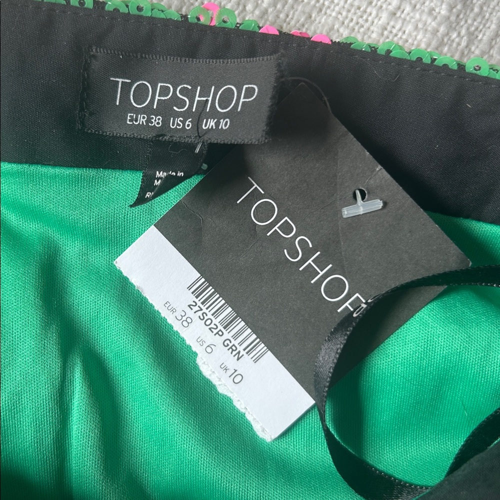 NWT Topshop Sequin Miniskirt Size 6 - Picture 2 of 7